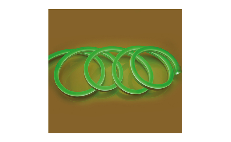 MI749818: BOBINE NEON FLEX LED 50 M 8W/M 230 V IP65 18 X 11mm VERT + ALIMENTATION 8w/M 180° VERT